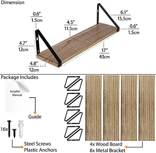 Wallniture Ponza Floating Shelves Wall Mounted Set of 4, Wall Shelves - Image 3