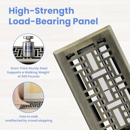 Howeall 4x8 Inches 2 Pack Heavy Duty Walkable Floor Register Easy Adjust Air - Image 2