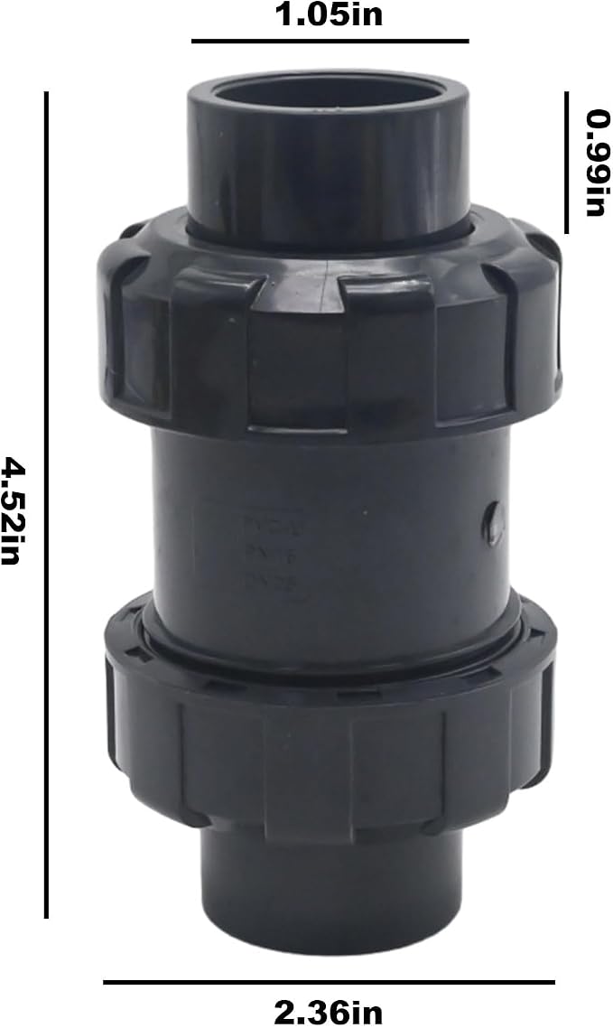 1 Inch PVC True Union Check Valve, Slip Swing Full Port Utility Check Valve - Image 5