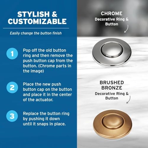 INSINKERATOR Air Switch Sink Top Decorative Button, Brushed Bronze - Image 6