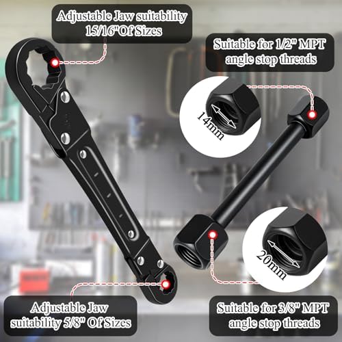 Ponpon Angle Stop Wrench Kit, Plumbing Tools, Angle-on Plumber Wrench - Image 3