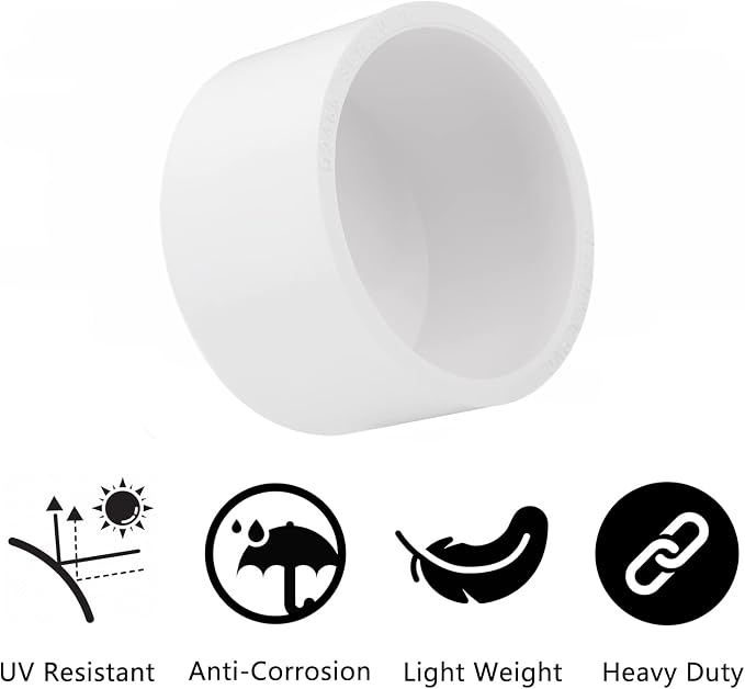 10 Pack 1-1/2" PVC Pipe End Cap Fitting, Schedule 40 Furniture Grade PVC Pipe - Image 5