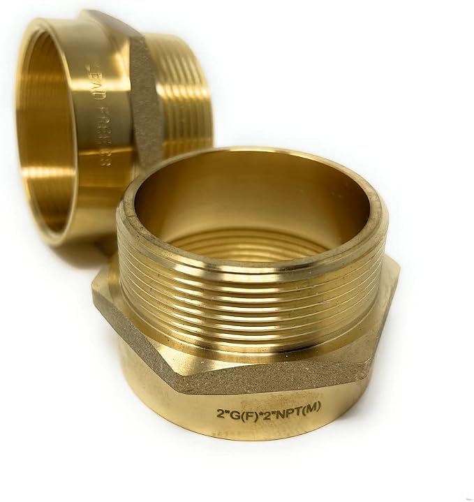 Cascada 2" G Thread Female to NPT Male Pipe Fitting Adapter | Lead-Free Brass - Image 7