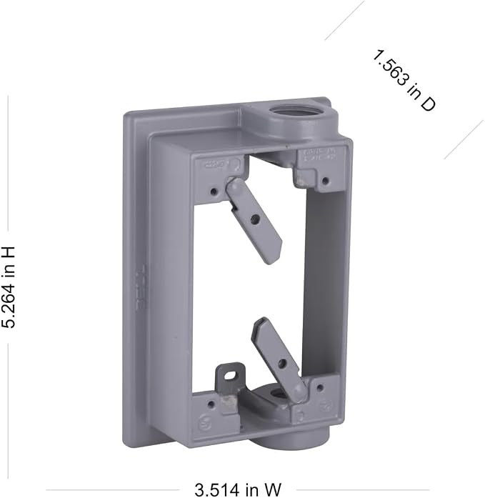 1-Gang Weatherproof Extension Adapter, Swing Arm, Two 1/2 in. Threaded Outlets - Image 4