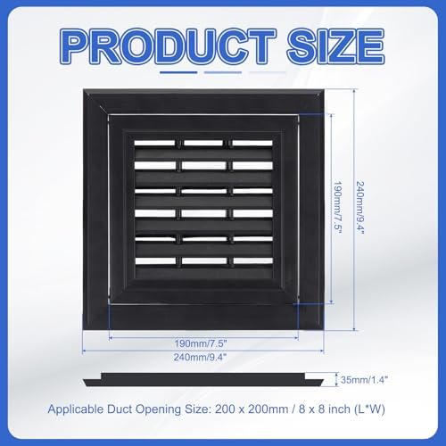 PATIKIL 8x8 Inch Plastic Ventilation Grille, Return Air Vent Cover Removable - Image 2