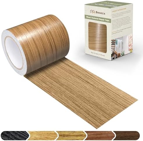 Besezx Wood Grain Tape, 3.9" X15', Self Adhesive Wood Grain Repair Patch by Besezx