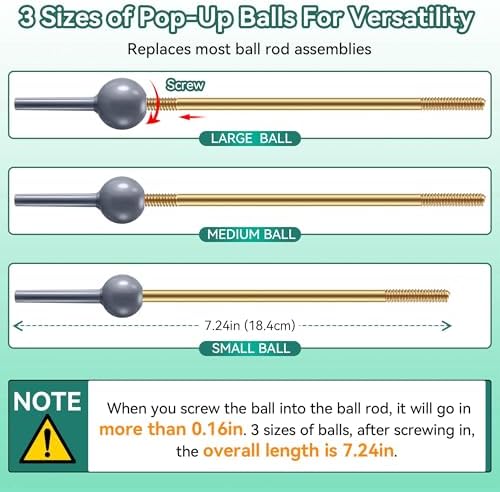 Enhon 1 Pack Universal Pop Up Drain Ball Rod Assembly - Image 4