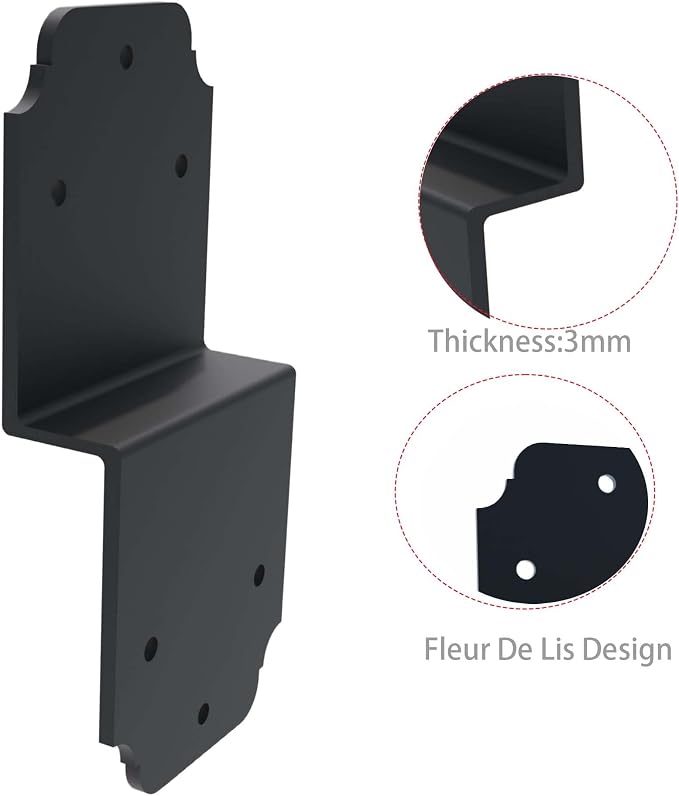 2packs Heavy Duty Pergola Brackets Black Z Bracket, Post to Beam Connectors - Image 4