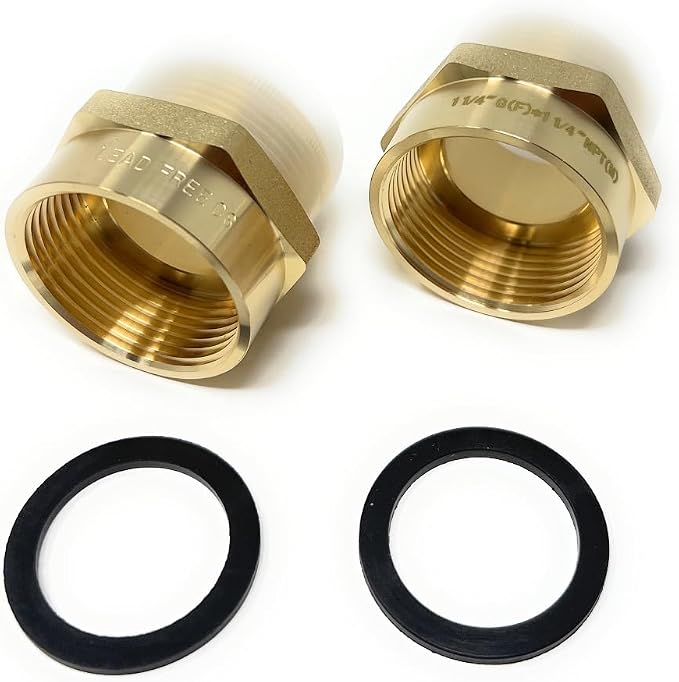 Cascada Lead-Free 1 1/4" G Thread Female to NPT Male Adapter | Brass Pipe - Image 2
