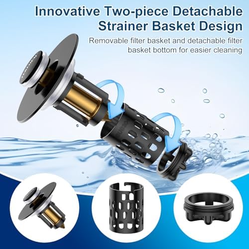 Bathroom Sink Drain Strainer, All Metal Pop-Up Sink Stopper - Image 5