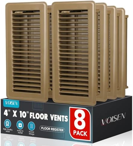 VOISEN Floor Register 4x10, 8 Pack Brown Floor Register Vents by VOISEN