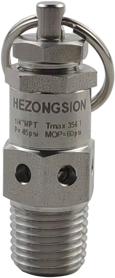 Mini 1/4" NPT Male Safety Pressure Relief Valve by HEZONGSION
