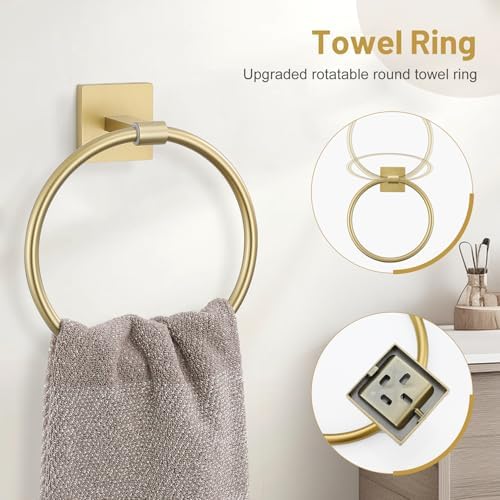 Towel Ring Set 4 Piece Bathroom Hardware Set Includes Towel Ring 2 Towel Hooks - Image 3