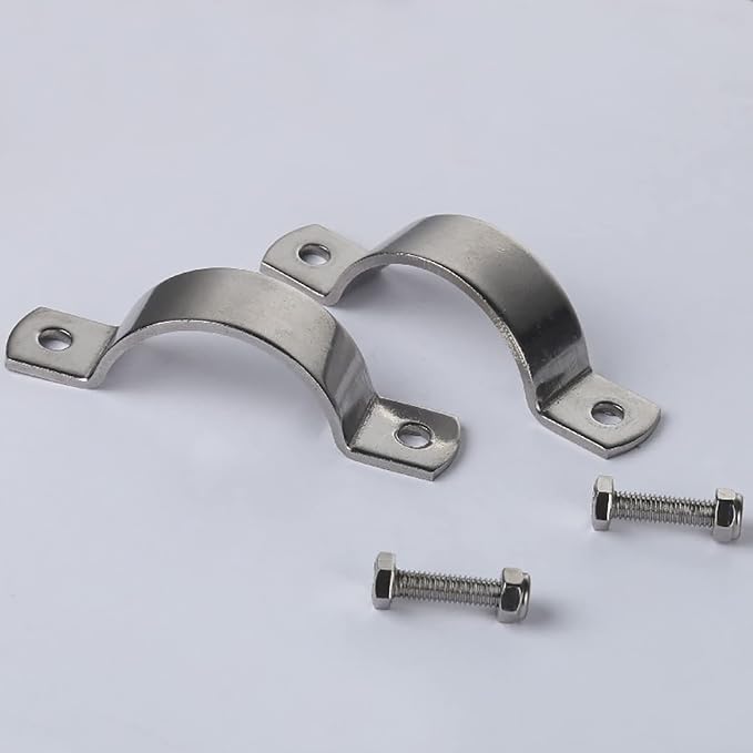 AKIHISA 2 Pack 3-1/2 Inch Heavy Duty Rigid Handleless Flat Pipe Bracket Clamp - Image 3