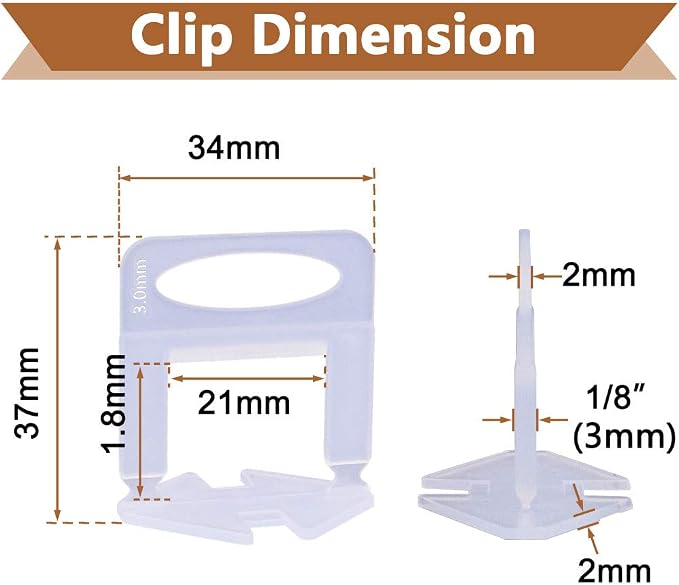 Tanzfrosch 4000 PCS Tile Leveling System Clips 1/8'' 4000-Piece Tiles Leveler - Image 3
