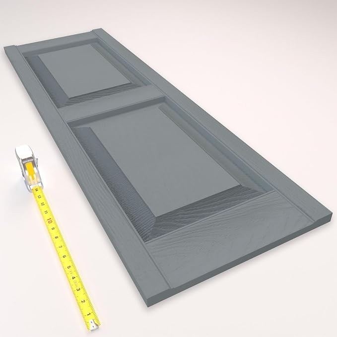 14 3/4"W x 59"H Lifetime Vinyl, Standard Two Equal Panels, Raised Panel Shutters - Image 14