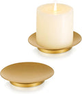 Romadedi Gold Pillar Candle Holder Plates, Decorative Stand Pack of 2 | 4.25" by ROMADEDI