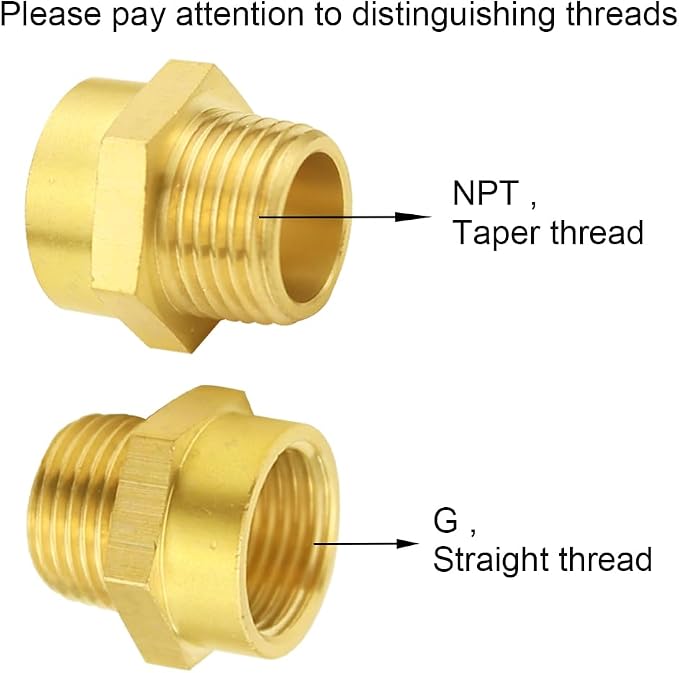 Joywayus 1/2" G Thread Female × 1/2" NPT Thread Male Brass Pipe Fitting Adapter - Image 3