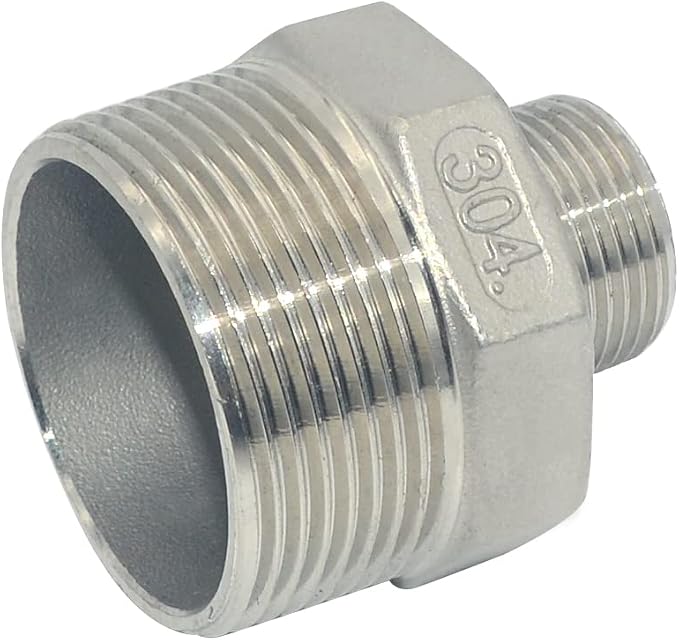 1-1/2" x 3/4" Male Threaded Reducing Nipple Fitting/Adapter, Stainless Steel - Image 4