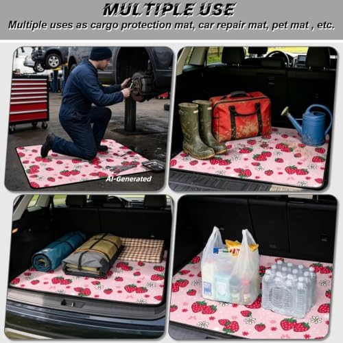 ELEQIN Pink Strawberry Daisy Car Cargo Liner Non Slip Backing Cargo Mat Rear - Image 3