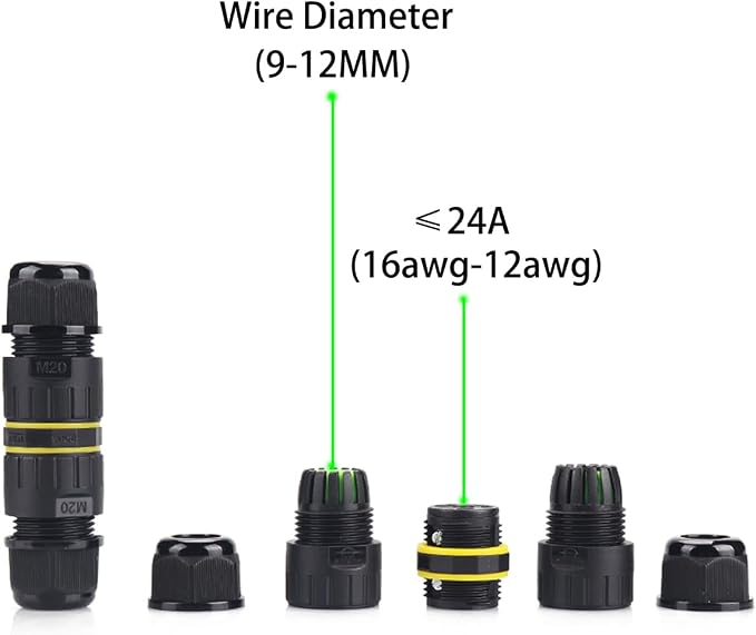 2 Pin Electrical Connector，Male Female 12AWG 2wire Waterproof Connector - Image 7