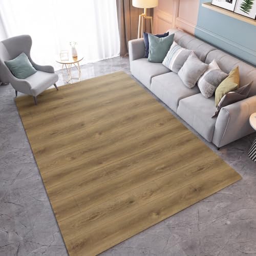 5' x 6.6' Wood Grain Vinyl Floor Mat Non-Slip, Easy Clean Vinyl Rug by Unknown
