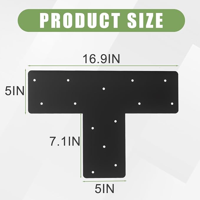 4 Pcs 16.9"x 12" T Post Brackets, Thickness 0.12" Mending Plates | T Beam - Image 2