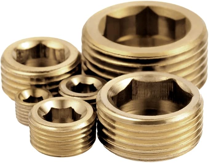 3/4" NPT Plug Brass Pipe Fitting, Counter sunk Thread Internal Hex Head Style - Image 4