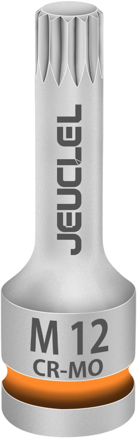 M12 Triple Square Impact Spline Bit Socket, 12mm 1/2" Drive Socket | 12 Point by JEUCLEL