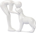 Abstract Person and Dog Sculpture Head-to-Head Figurine White | abstract by FriyGardcn