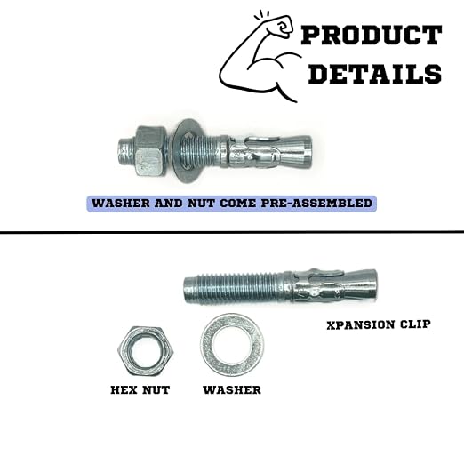 MIGHTY FASTENERS Zinc-Plated Steel Wedge Anchors, 3/4" X 4-1/4" - Image 7