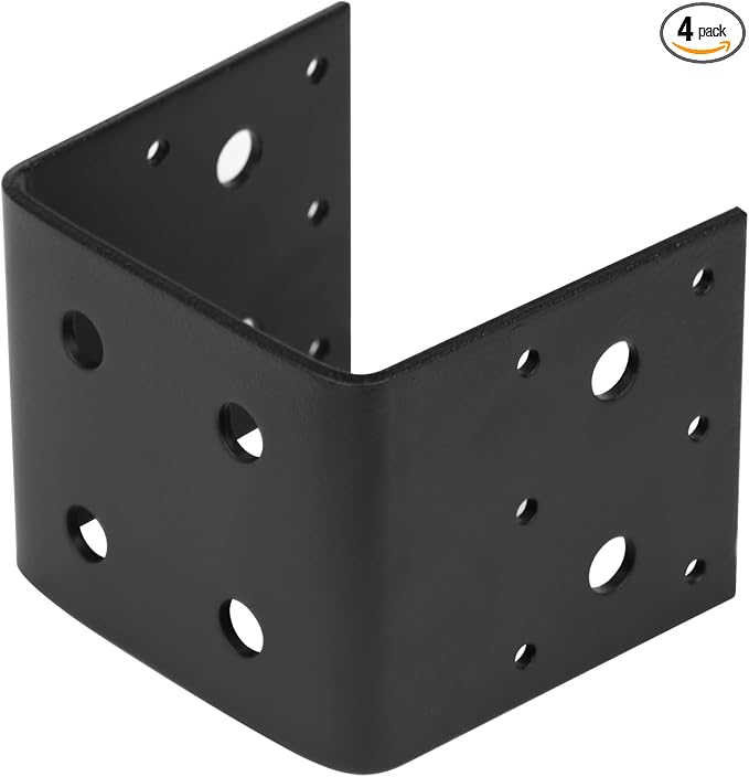 4 PCS 4x4 Post Base Bracket, 11 Gauge Heavy Duty Half Post Base Joist Hanger by IronArtistry
