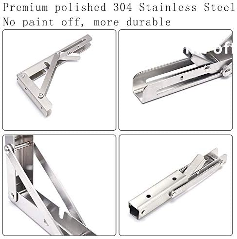 16 Inch Folding Shelf Brackets, 2 Pack Stainless Steel Heavy Duty L Bracket - Image 4