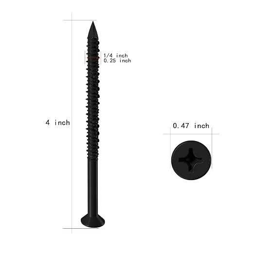WenSilon 1/4" x4 Black Concrete Screw Anchor Black Flat Head - Image 2