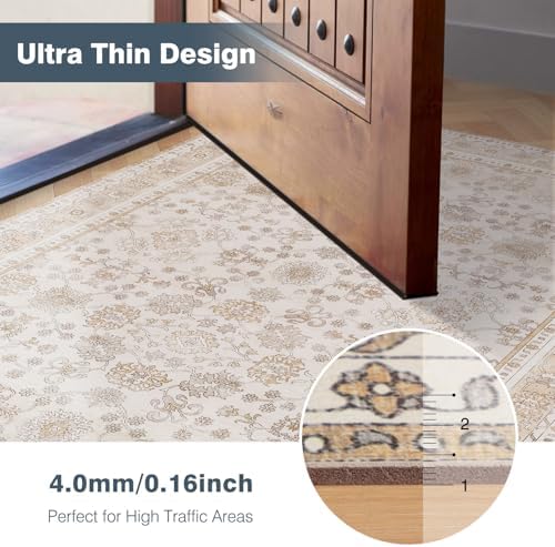 6'6" x 10'Durable Vinyl Rugs for Living Room, Vintage Floral Pattern for Dining - Image 5