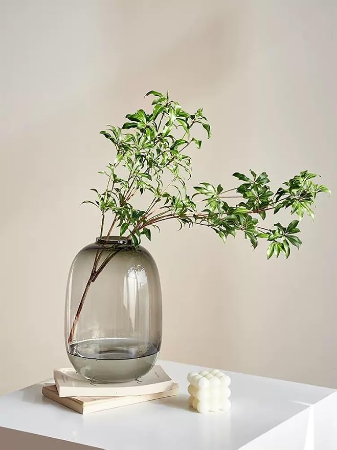 GeLive Smoked Glass Vase, Solid Colored Glass Vase, Flower Arrangement - Image 5