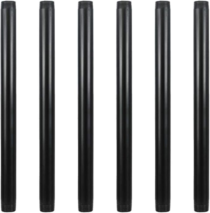 6 Pack 14" Pre-Cut Black Metal Pipe, Industrial Steel Fits Standard Three by GeilSpace