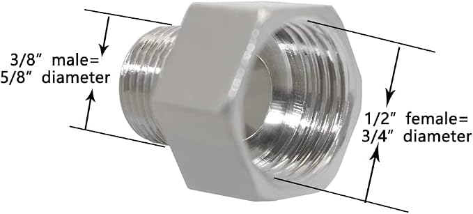 Joywayus 1/2"G Female to 3/8"G Male Thread Pipe Fitting Nickel Plated Copper - Image 2