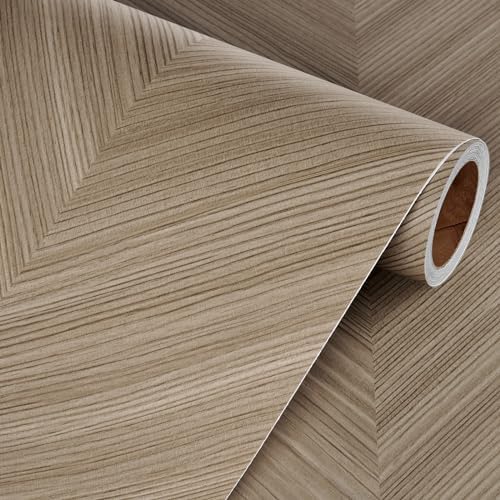 Livelynine 15.8x197 Inch Chevron Wood Floor Contact Paper Waterproof Linoleum - Image 7