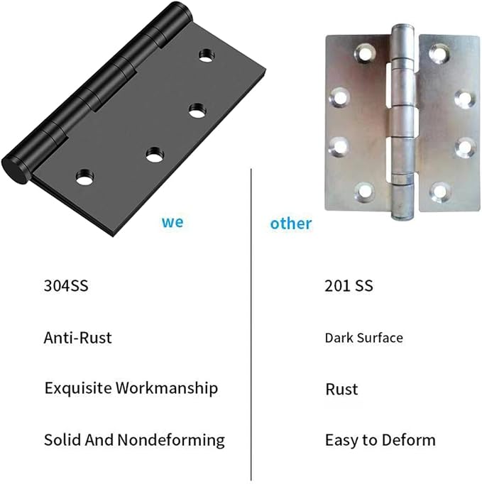 4.5in x 4in 304SS Door Hinges, Square Corners, Ball Bearing Hinge, Non - Image 6