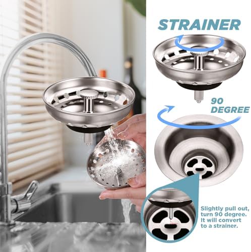 Zonon 5 Pcs 3-1/2 Inch Kitchen Sink Drain Strainer Assembly - Image 3