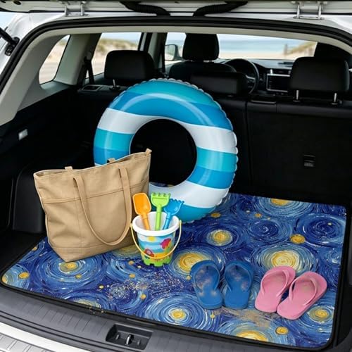 Blue Swirl Starry Universal Car Trunk Mat, Waterproof Cargo Liner - Image 2