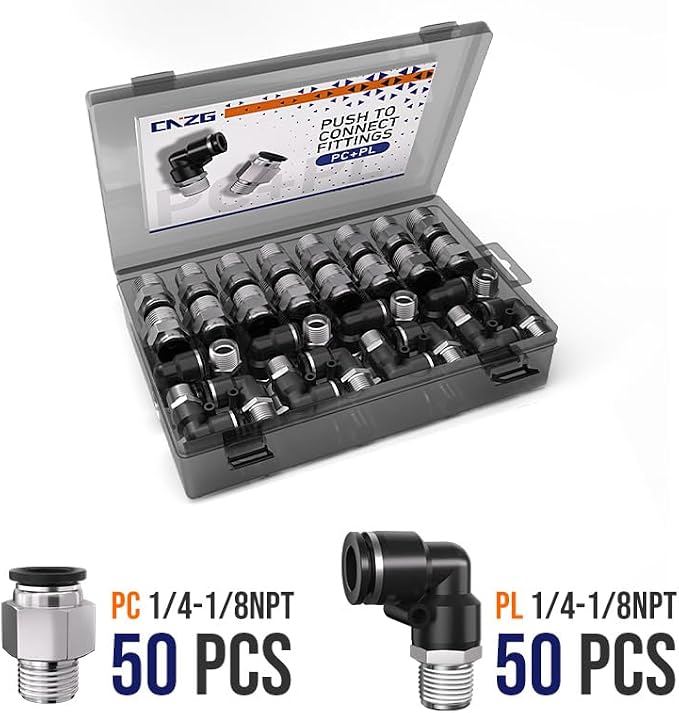 1/8 Push to Connect Fittings npt Thread to 1/4 Air Line quick | Pneumatic - Image 2