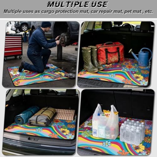 Colorful Hippie Flower Universal Car Trunk Mat - Image 3
