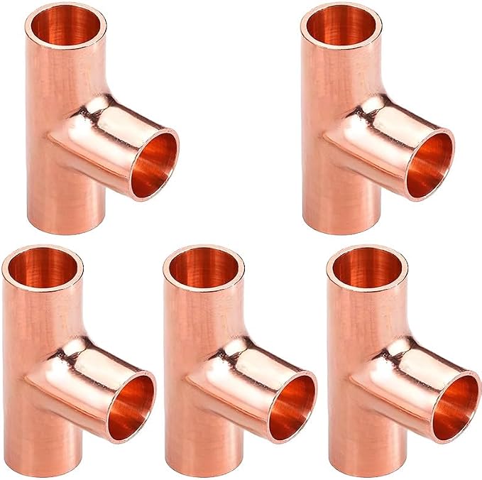 5/8" Copper Tee, Copper Three-Way Fitting Welding Joint, Sweat Solder Connection by ZOWZEA