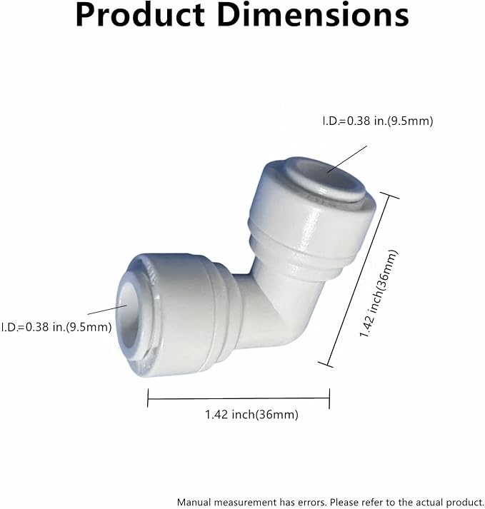 3/8 inch x3/8 inch Tube Push Union Elbow Quick Connect - Image 2
