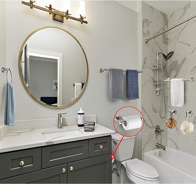 10 Pieces Brushed Nickel Bathroom Hardware Set Include 16inch Towel Bar - Image 2