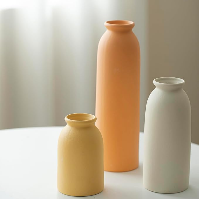 10.4 inches Tall Decorative Ceramic Vase Set, 3 Pieces, 10 inches Nordic Modern - Image 2