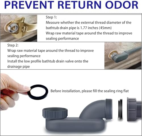 Low Profile 1 1/2 "P Trap Tub Drain Pipe, Flexible Low Profile Shower Drain - Image 6
