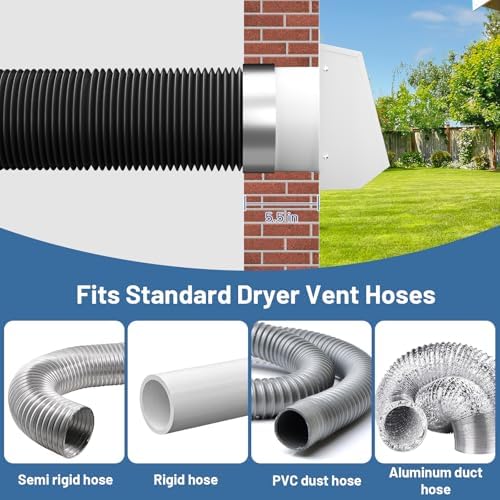 8 Inch Dryer Vent Cover Outside, Galvanized Steel Exterior Hooded Wall Vent - Image 4